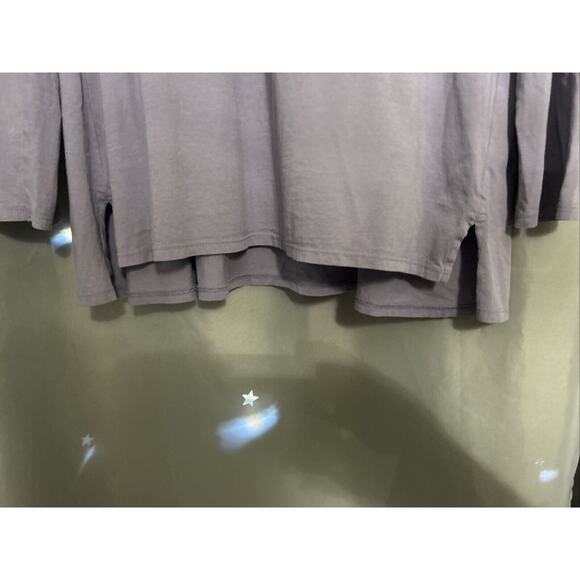 Pure Jill Split Hem Pima Cotton Purple Long Sleeve Top Blouse PM Loose Boho - Picture 3 of 6